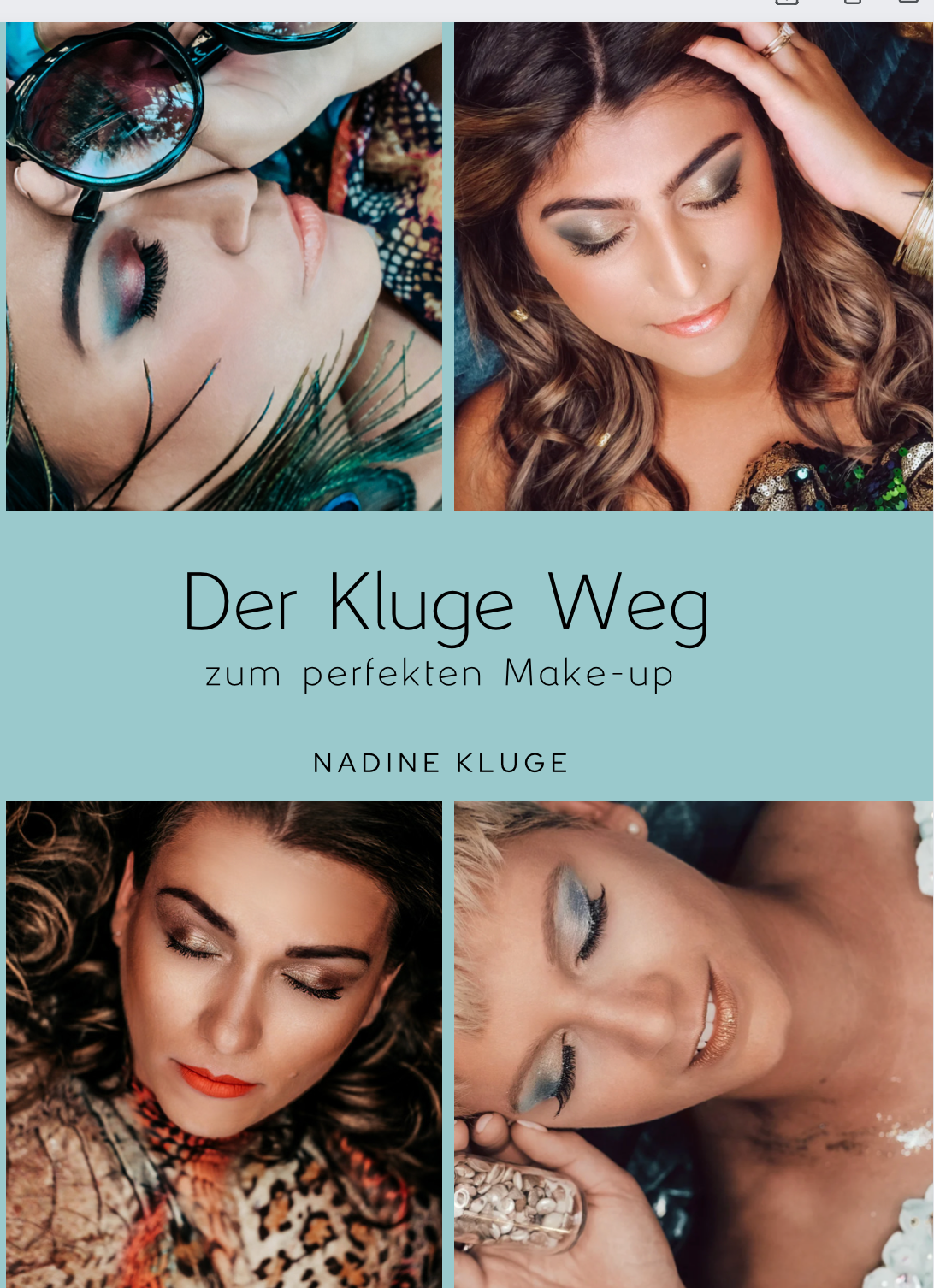Das Cover des Buches als Collage mit vier verschiedenen Make-up-Looks für stilvolle Inspirationen – perfekt für Make-up-Kurse.